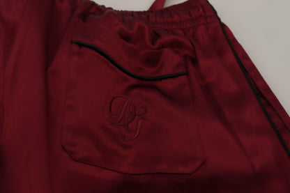 Dolce &amp; Gabbana Bordeaux Seiden-DG-Schlaf-Lounge-Hose