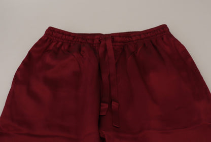 Dolce &amp; Gabbana Bordeaux Seiden-DG-Schlaf-Lounge-Hose