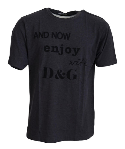 Dolce & Gabbana Grey Crewneck Cotton Short Sleeve 티셔츠