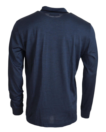 Dolce & Gabbana Sophisticated Silk Polo Sweater in Blue