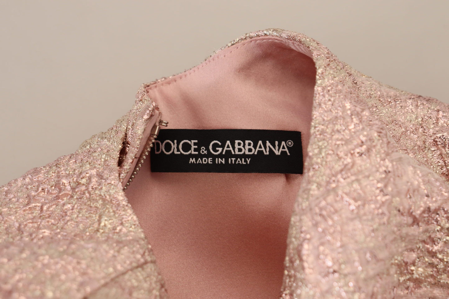 Dolce &amp; Gabbana Rosafarbenes Jacquard-Midikleid mit 3/4-Ärmeln