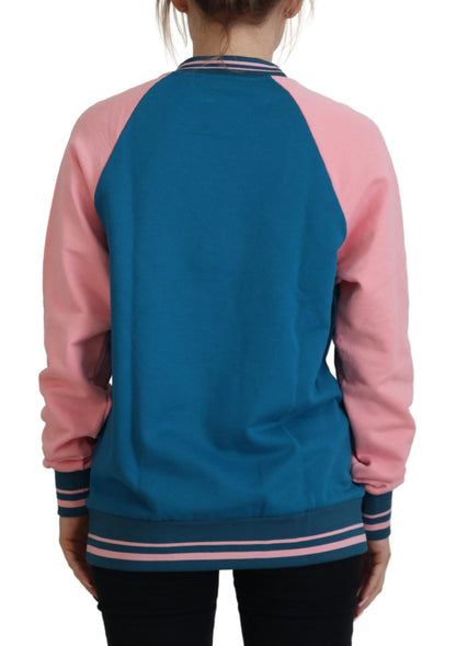 Dolce &amp; Gabbana Blue Pink Queen Pailletten-Kristallpullover