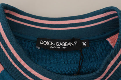 Dolce &amp; Gabbana Blue Pink Queen Pailletten-Kristallpullover