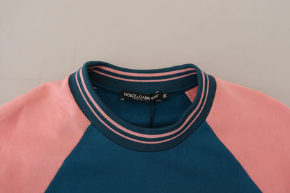 Dolce &amp; Gabbana Blue Pink Queen Pailletten-Kristallpullover