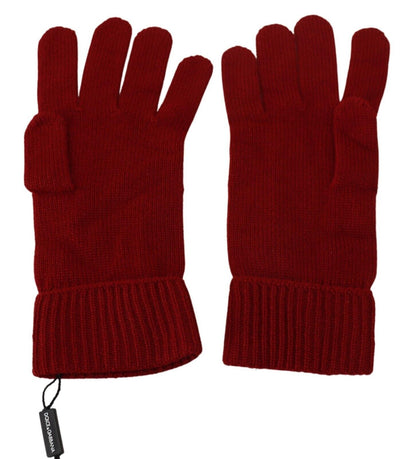 Dolce &amp; Gabbana Rote 100 % Kaschmir-Strickhandschuhe für Herren