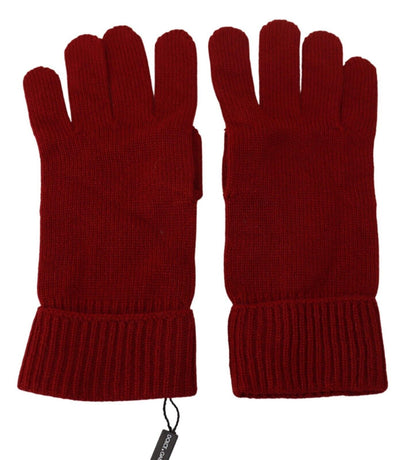 Dolce &amp; Gabbana Rote 100 % Kaschmir-Strickhandschuhe für Herren