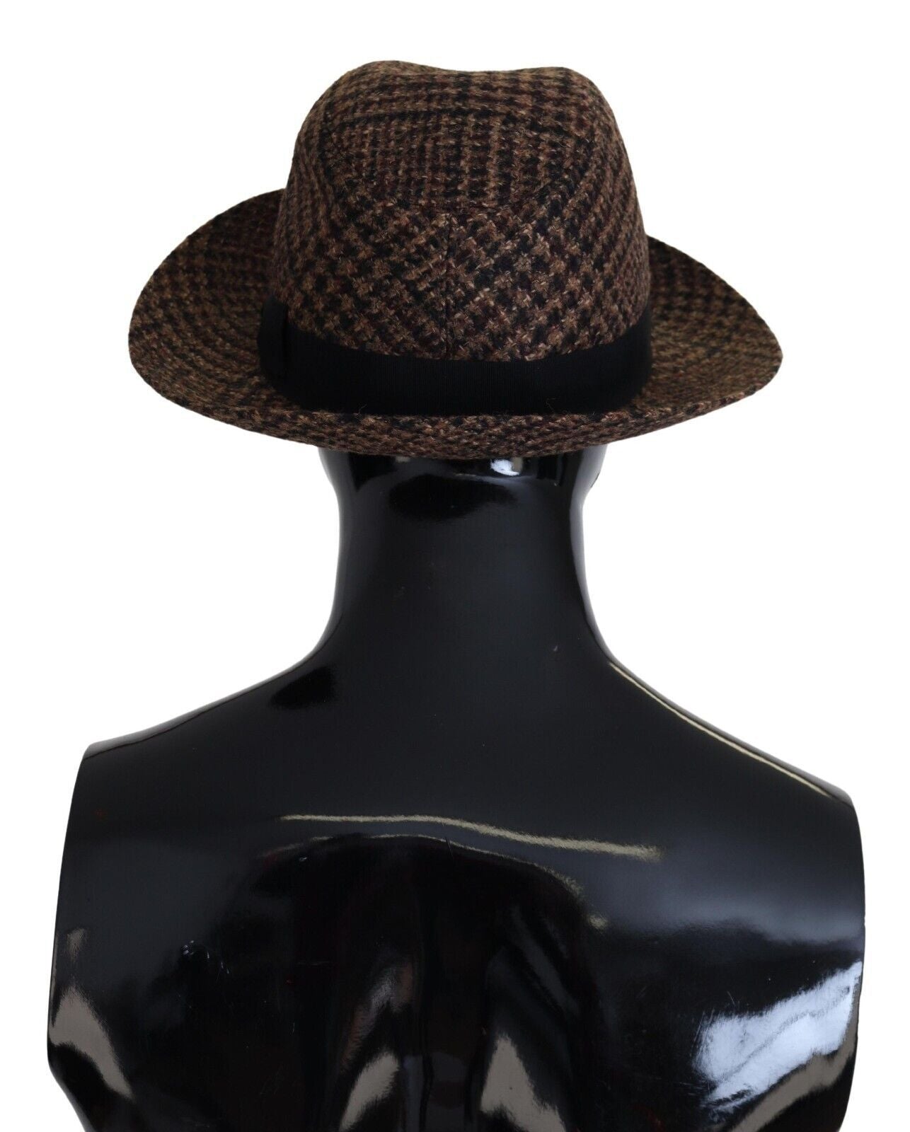 Dolce & Gabbana Brown Tweed Wool 로고 Fedora Trilby Hat