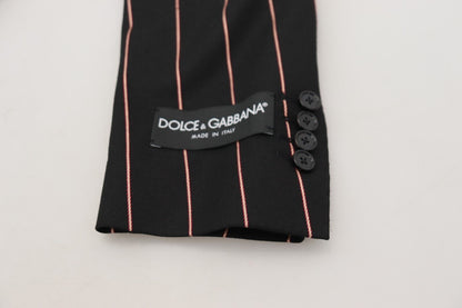 Dolce &amp; Gabbana Schwarz gestreifter zweireihiger Blazer aus Viskose