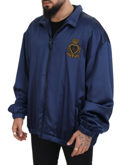 Dolce & Gabbana Blue Heraldic Patch Full Zip Khaled Jacket