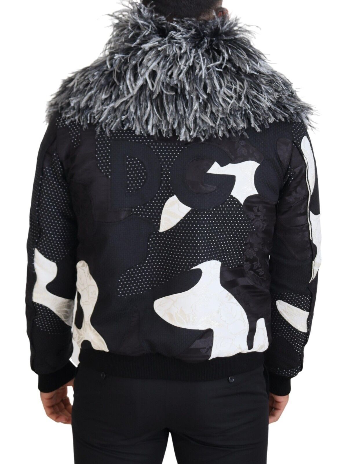 Dolce & Gabbana Black White Fur Shearing Full Zip 재킷