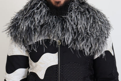 Dolce & Gabbana Black White Fur Shearing Full Zip 재킷