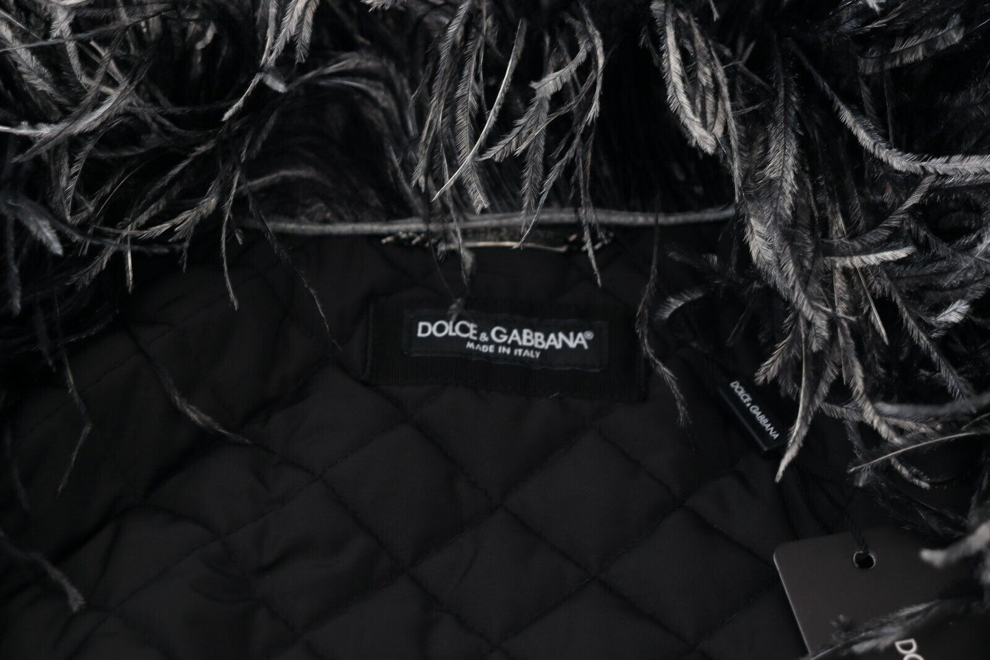 Dolce & Gabbana Black White Fur Shearing Full Zip 재킷