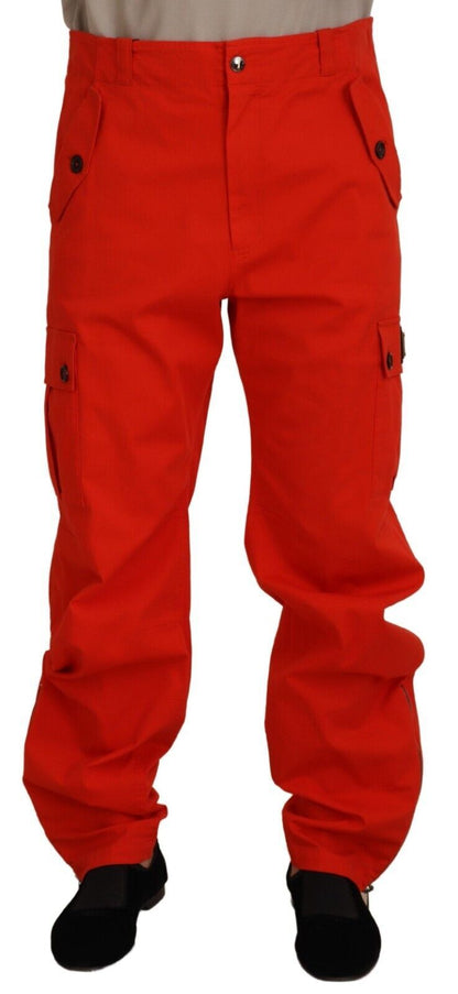 Dolce &amp; Gabbana Red Cargo Herrenhose Baumwollhose