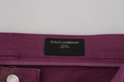 Dolce &amp; Gabbana Magenta Baumwolle Herren Casual Harness Denim Jeans