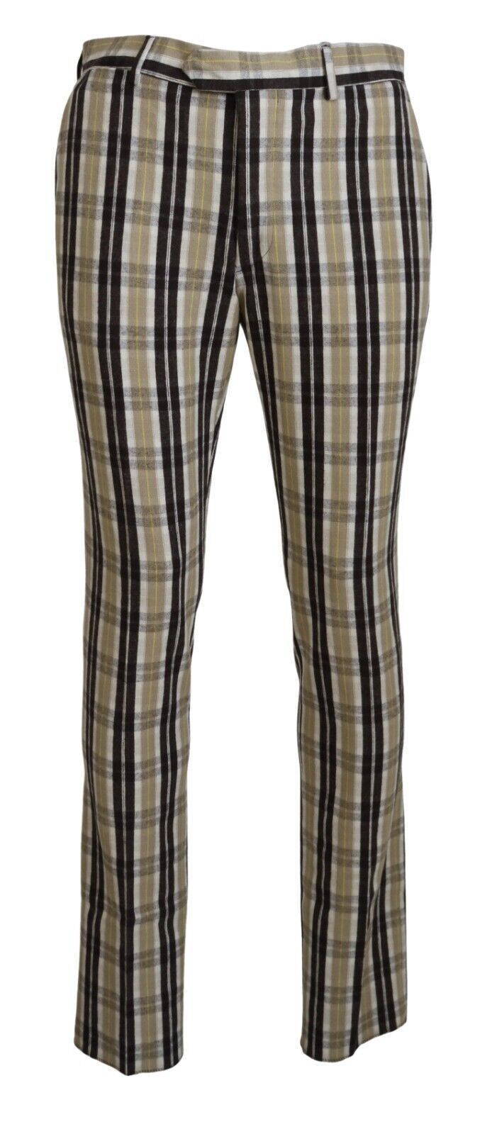 BENCIVENGA Multicolor Checkered Cotton Straight Fit Men 바지