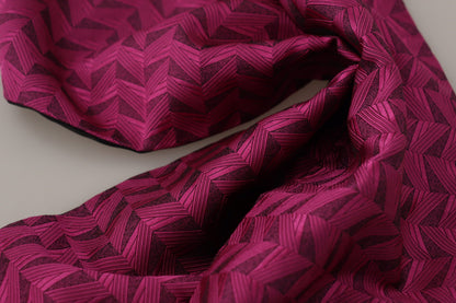 Dolce &amp; Gabbana Magenta Geometrisch gemusterter Schal aus Seide mit Fransen