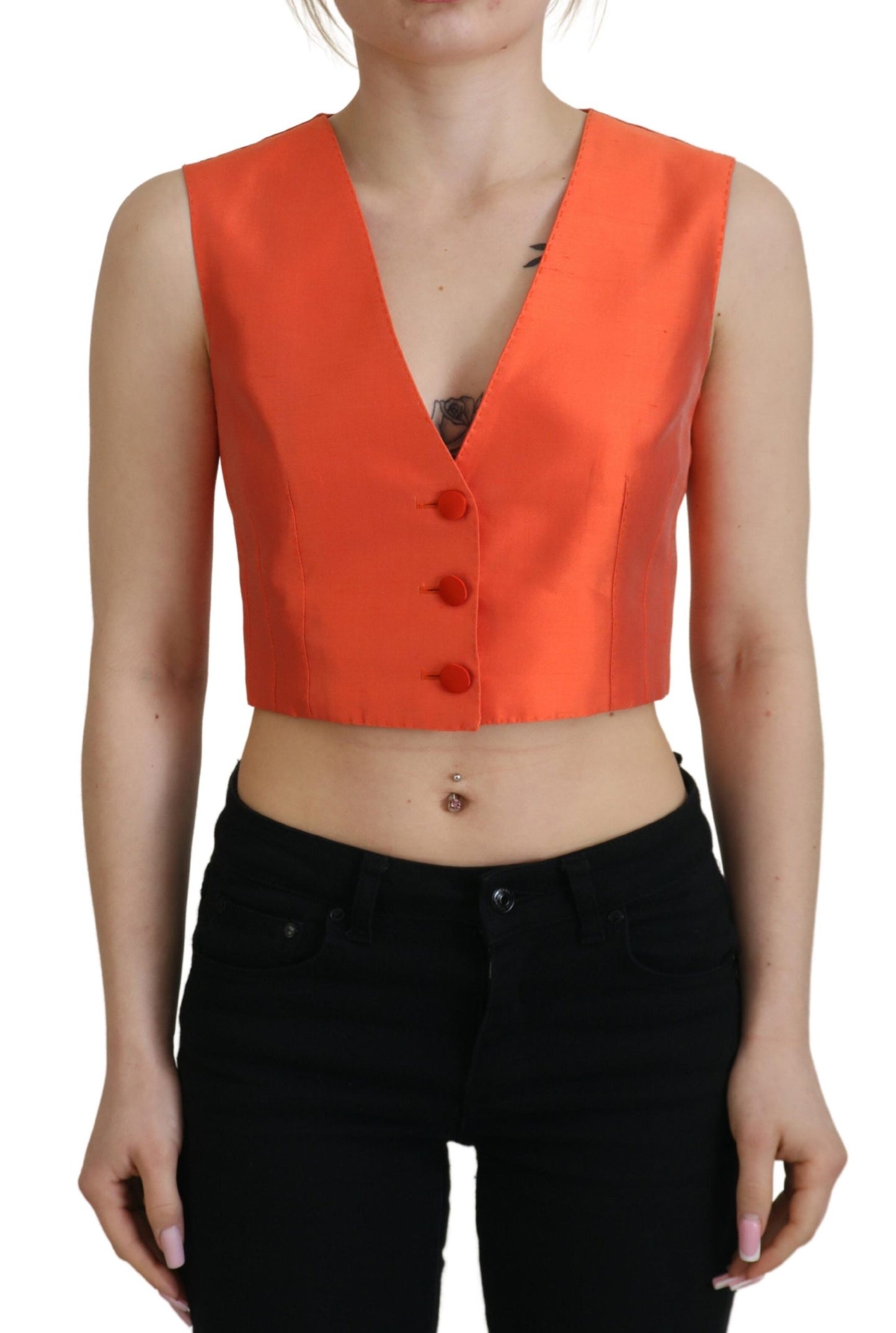 Dolce & Gabbana Elegant Orange Silk Waistcoat