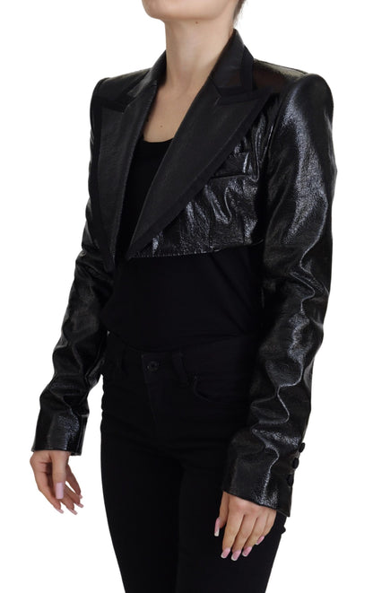 Dolce & Gabbana Black Long Sleeves Crop Blazer Cotton Jacket