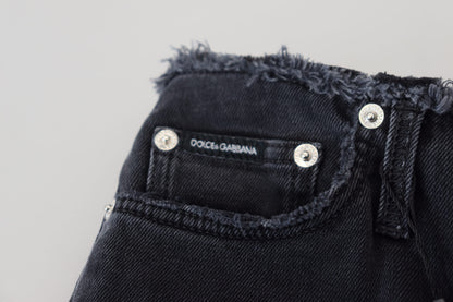 Dolce &amp; Gabbana – Schwarze Skinny-Denim-Jeans aus Baumwolle mit hoher Taille