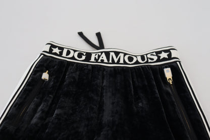 Schwarze Samthose mit DG-Logo von Dolce &amp; Gabbana