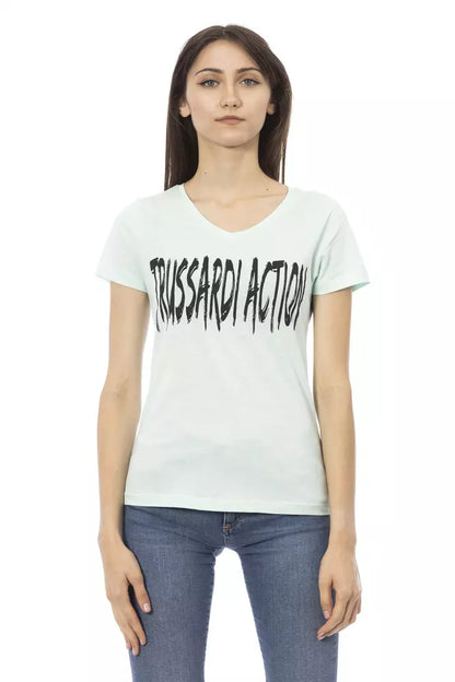 Trussardi Action Hellblaue Baumwoll-Tops und -T-Shirts