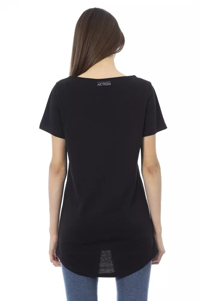 Trussardi Action schwarzes Baumwoll-Top und T-Shirt