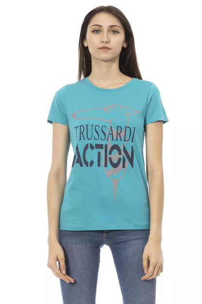 Trussardi Action Hellblaue Baumwoll-Tops und -T-Shirts