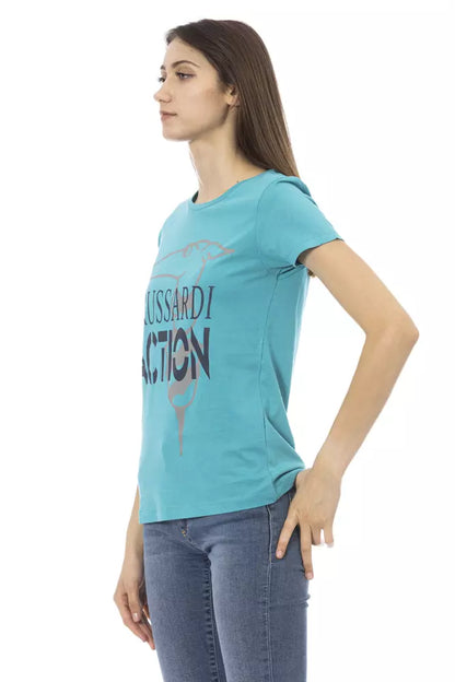 Trussardi Action Hellblaue Baumwoll-Tops und -T-Shirts