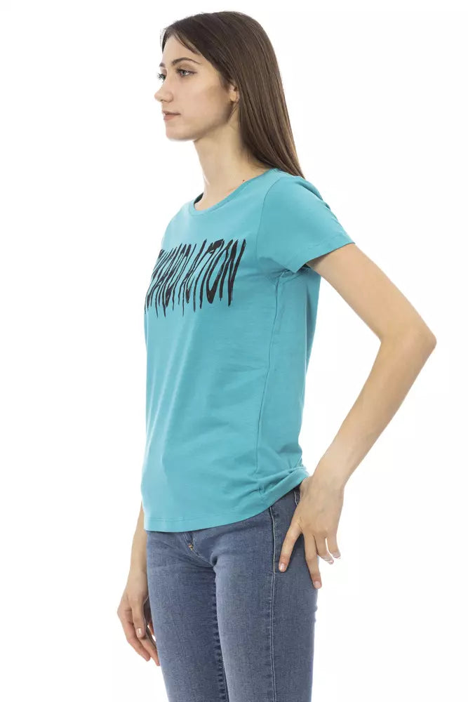 Trussardi Action Hellblaue Baumwoll-Tops und -T-Shirts