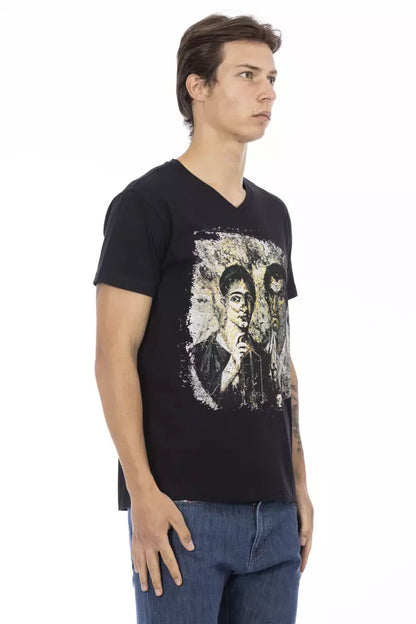 Trussardi Action T-Shirt aus schwarzer Baumwolle