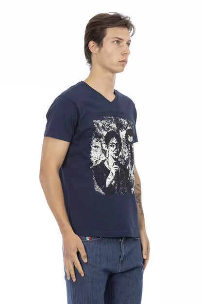 Trussardi Action Blaues Baumwoll-T-Shirt