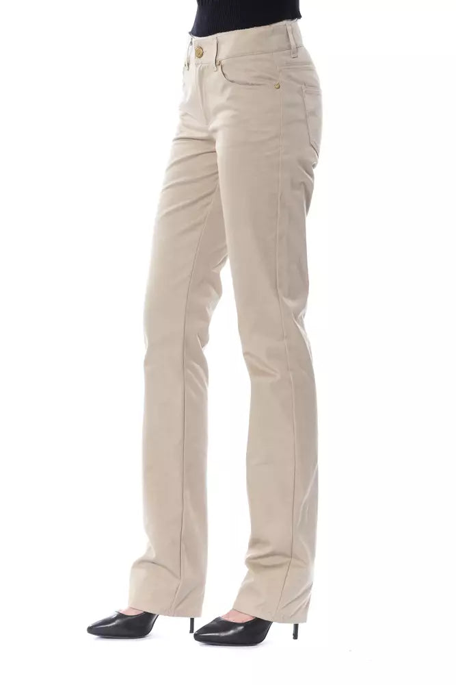 Byblos Beige Cotton Jeans & Pant