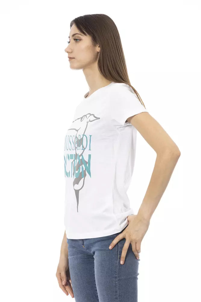 Weiße Baumwoll-Tops und T-Shirts „Action“ von Trussardi