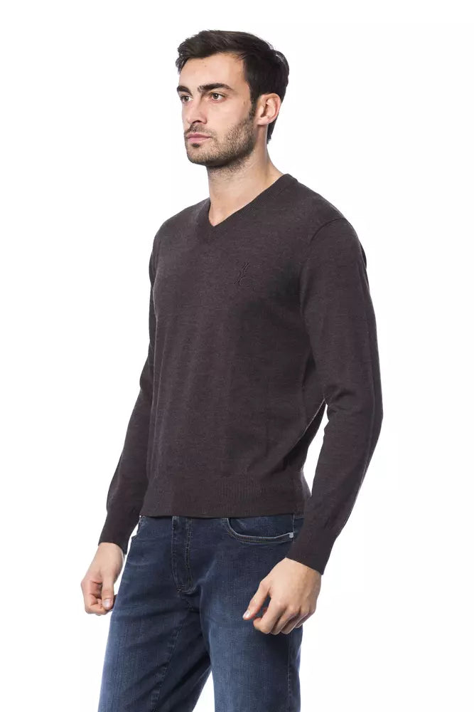 Billionaire Italian Couture Brown Merino Men Sweater