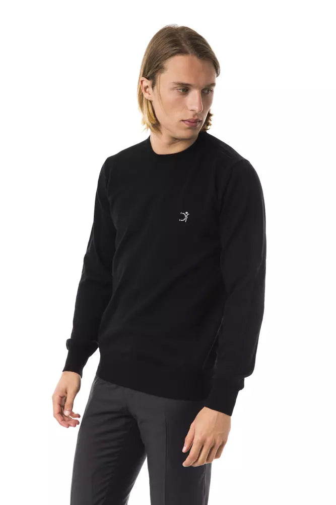 Uominitaliani Black Merino Wool Men Sweater