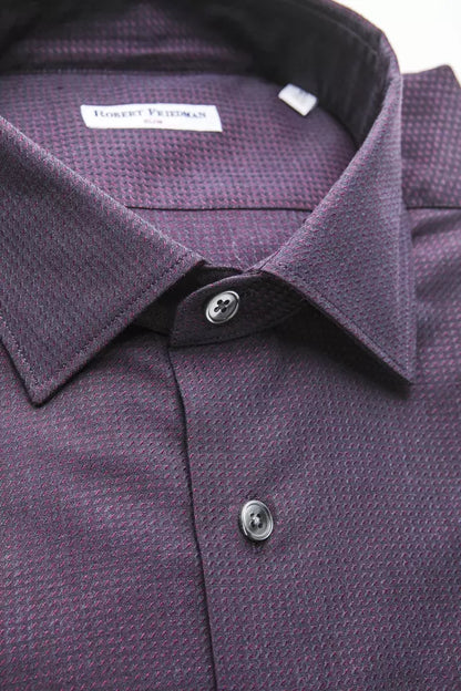 Robert Friedman Burgundy Cotton Men Shirt