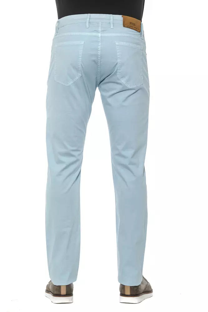 PT Torino Light Blue Cotton Mens Trouser