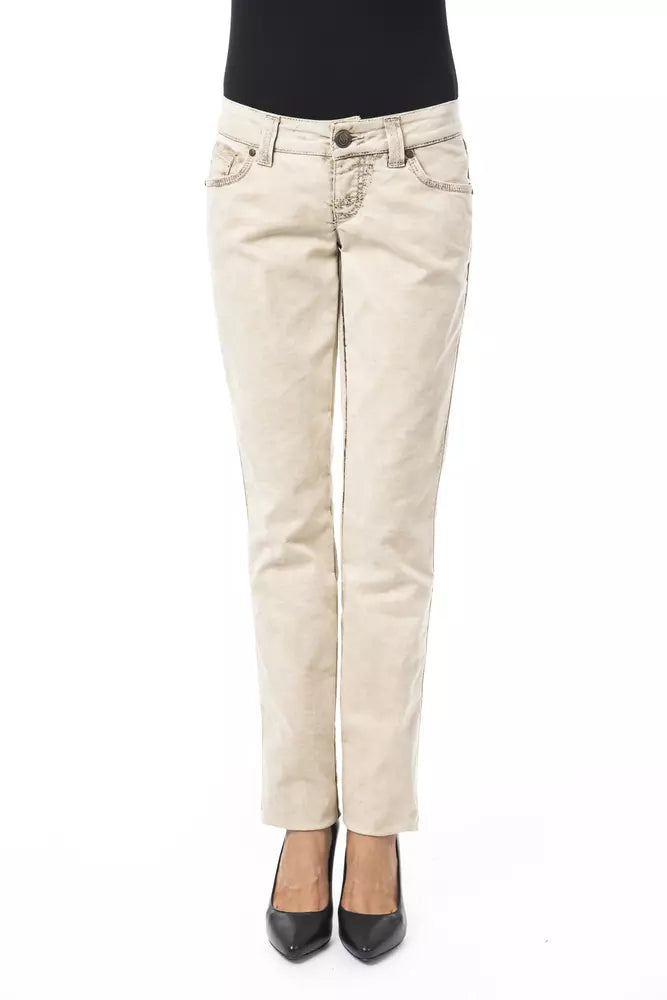 Byblos Beige Cotton Jeans & Pant