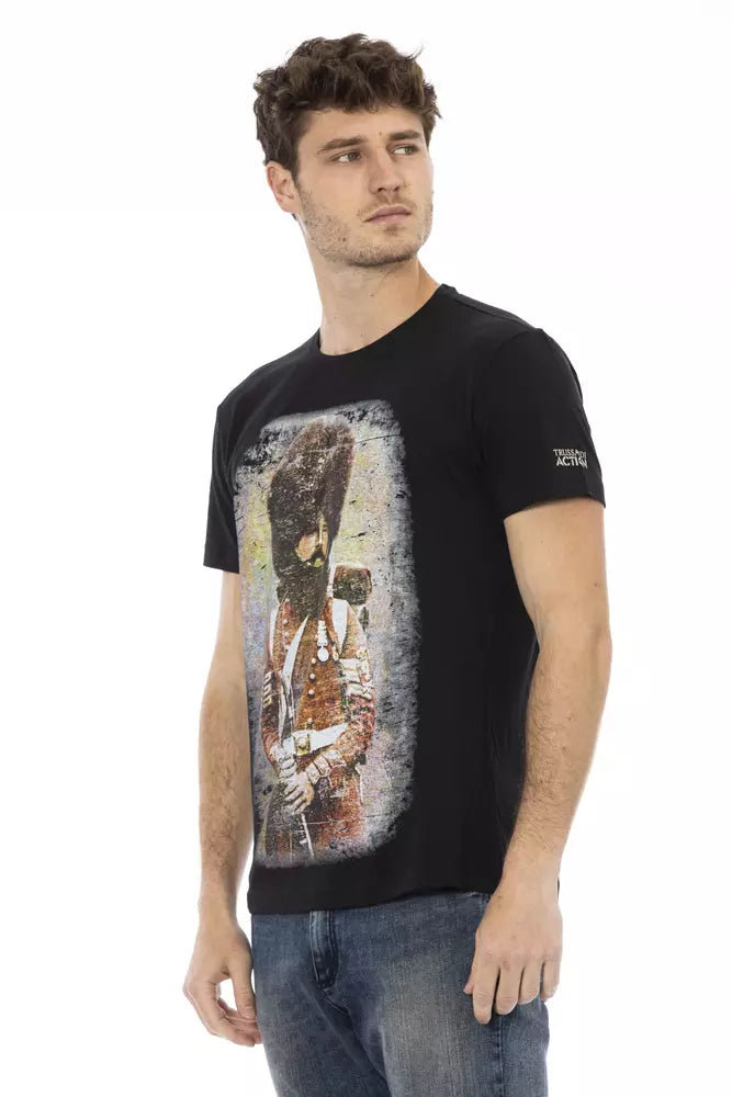 Trussardi Action T-Shirt aus schwarzer Baumwolle