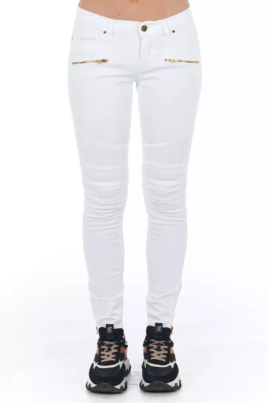 Frankie Morello White Cotton Jeans & Pant