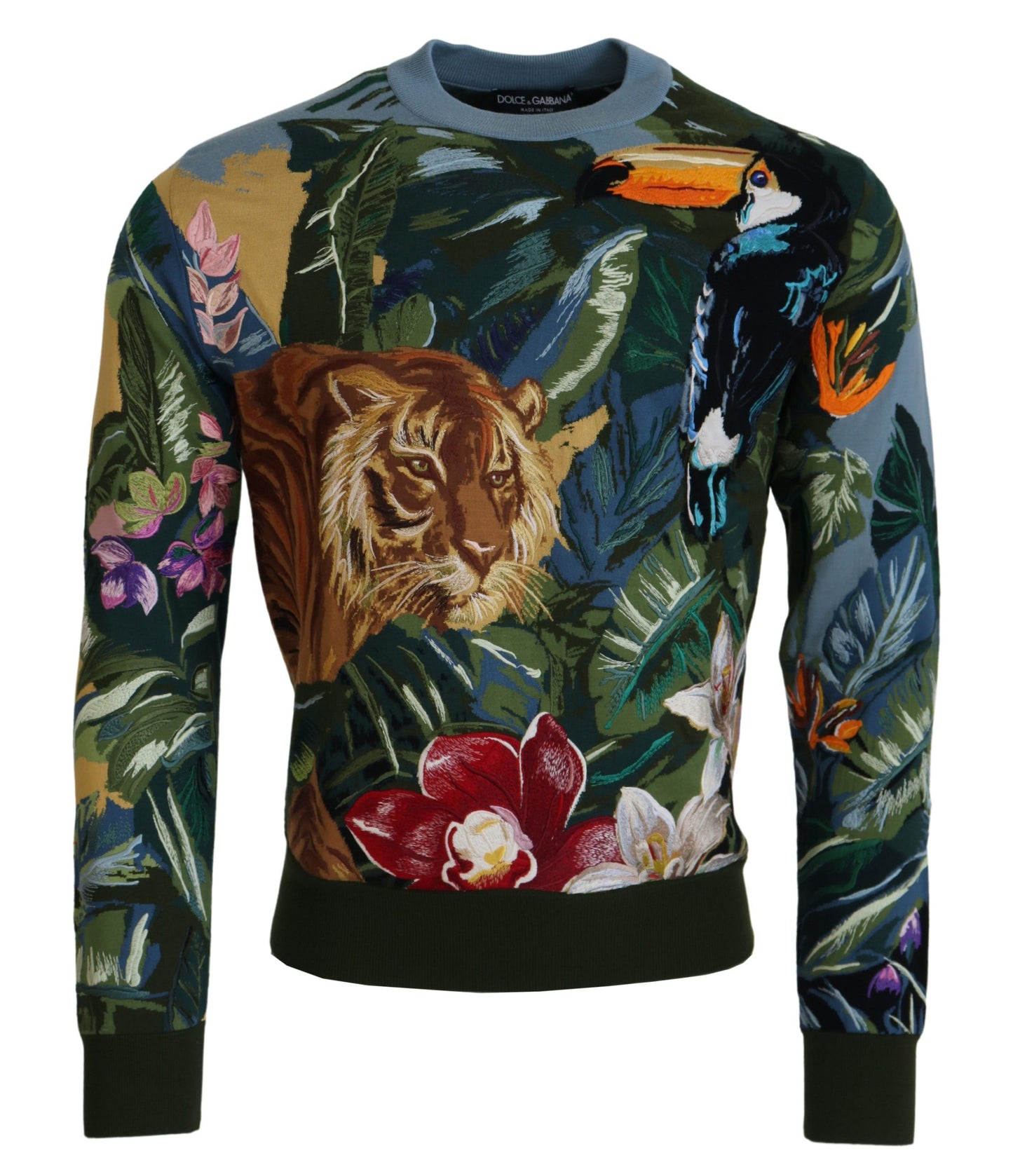 Dolce & Gabbana Jungle Wool 실크 풀오버 로고 스웨터