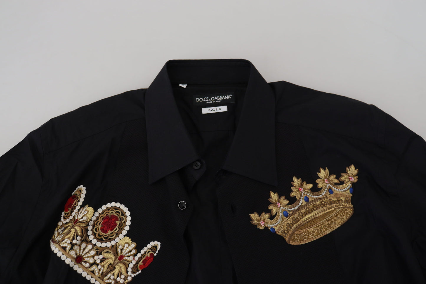 Dolce & Gabbana Black Gold Crown Slim Fit 드레스 형식 셔츠