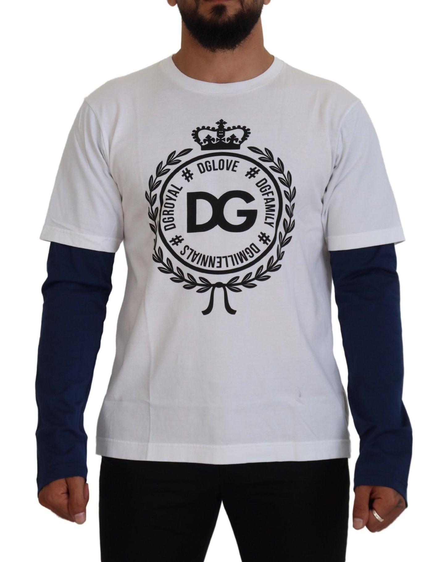 Dolce & Gabbana White Blue DG Crown 풀오버 스웨터