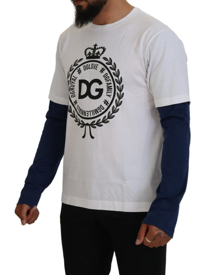 Dolce & Gabbana White Blue DG Crown 풀오버 스웨터