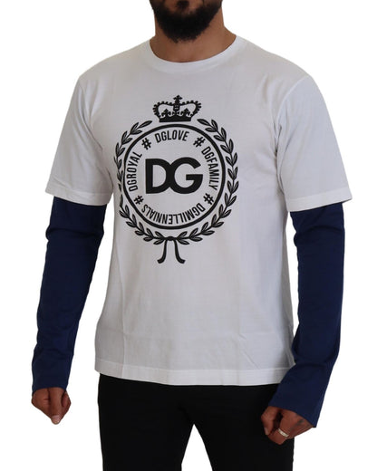 Dolce & Gabbana White Blue DG Crown 풀오버 스웨터