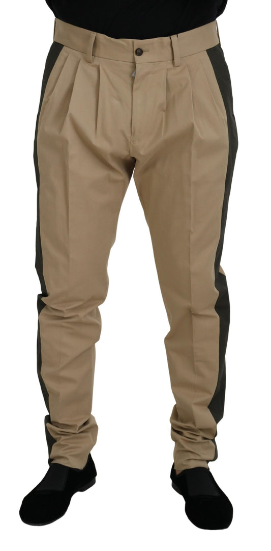 Dolce & Gabbana Brown Black Cotton Chino 남자 바지