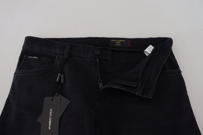 Dolce &amp; Gabbana – Schwarze Denim-Jeans mit Patch-Stickerei aus Baumwolle