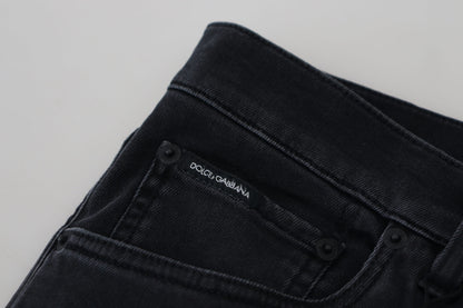 Dolce &amp; Gabbana – Schwarze Denim-Jeans mit Patch-Stickerei aus Baumwolle