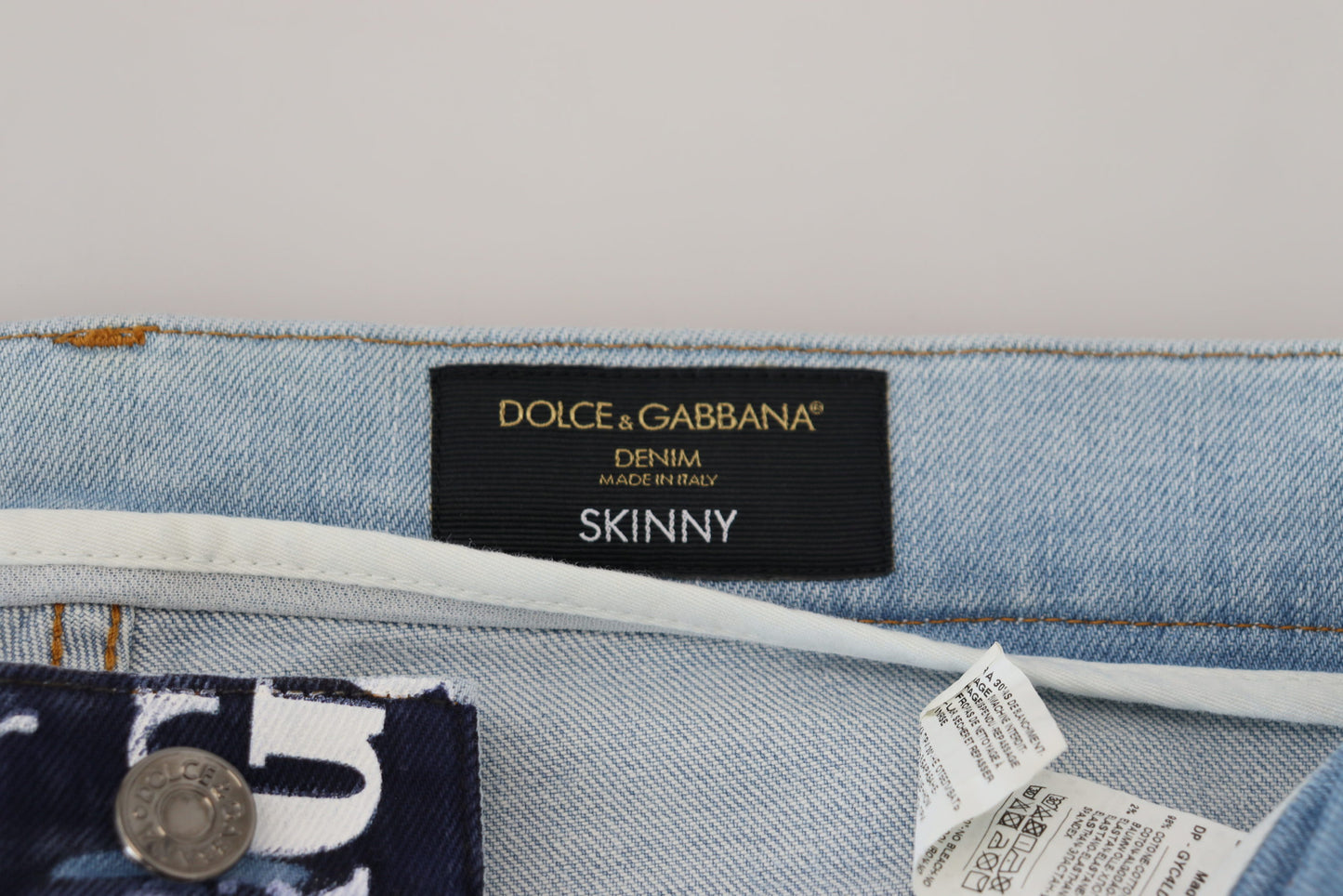 Dolce & Gabbana Blue Cotton DG Crown Skinny Denim Jeans