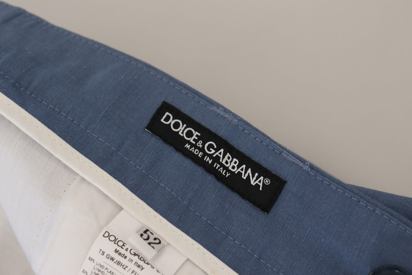 Dolce & Gabbana Blue Linen Chino 공식 바지